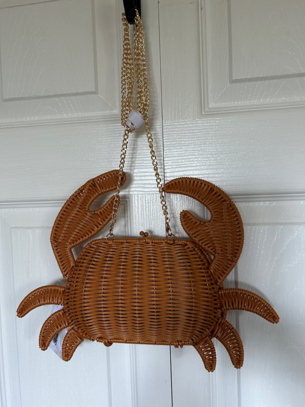 Crab Wicker Shoulder Bag in Cognac Brown - Picture 3 of 8